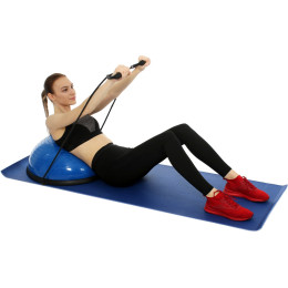 Полусфера BOSU гимнастическая, 58см., (фиолет) в комплекте с эспандером и насосом (B31658) BOSU044-17