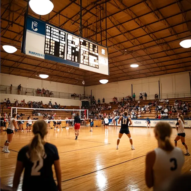 A volleyball game in progress